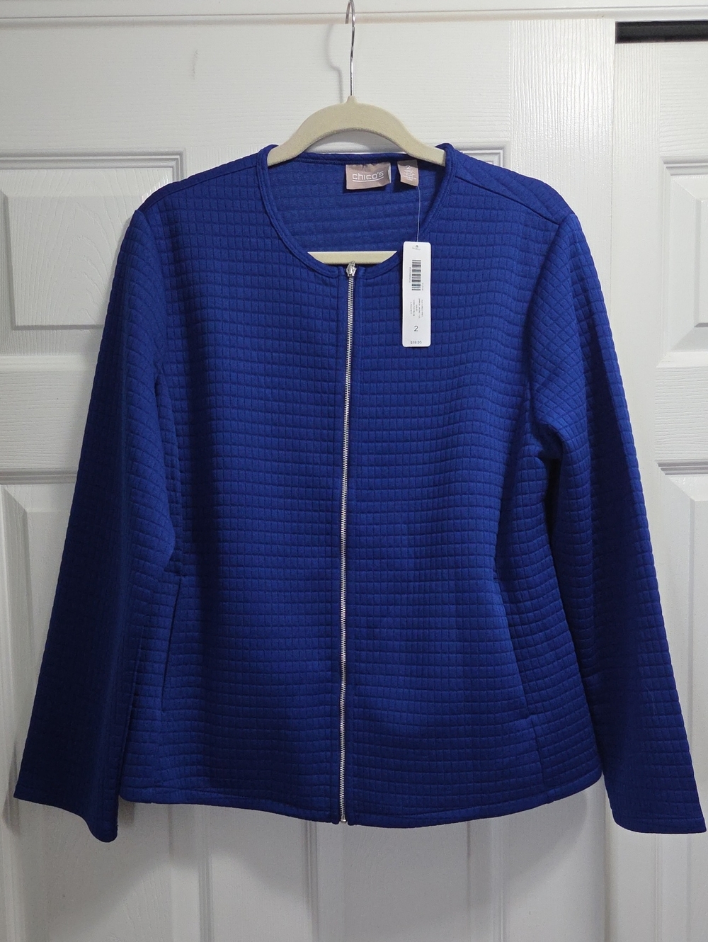 Chico's Royal Blue Quilted Zip Jacket